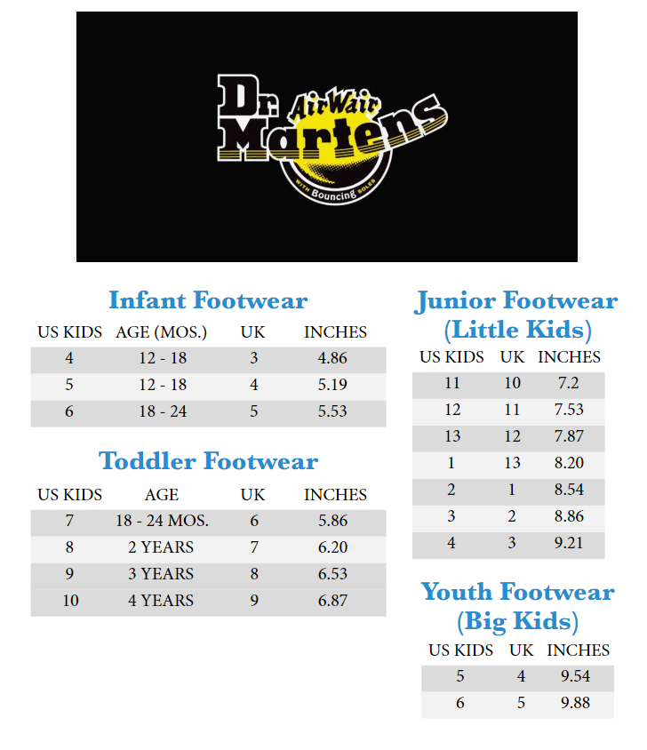 doc martens size measurements