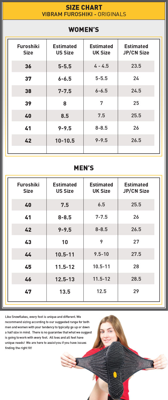 Vibram Youth Size Chart