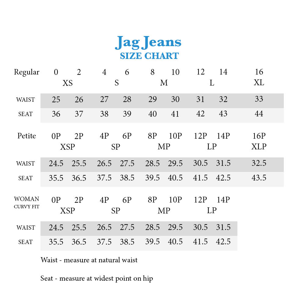 Jag Jeans Size Chart