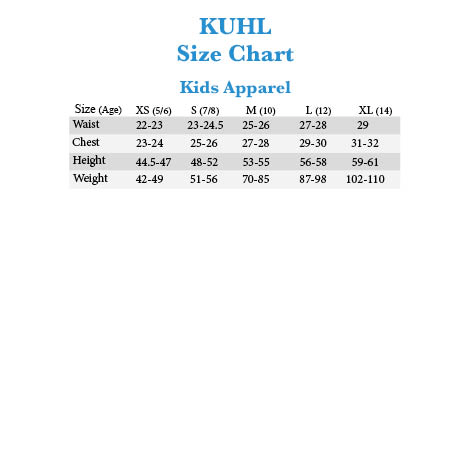 Kuhl Pants Size Chart