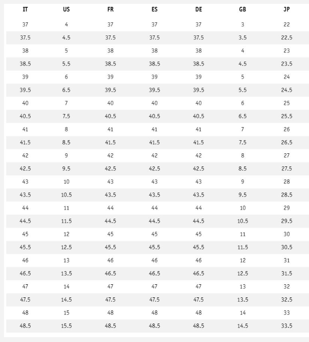 Marni Shoes Size Chart