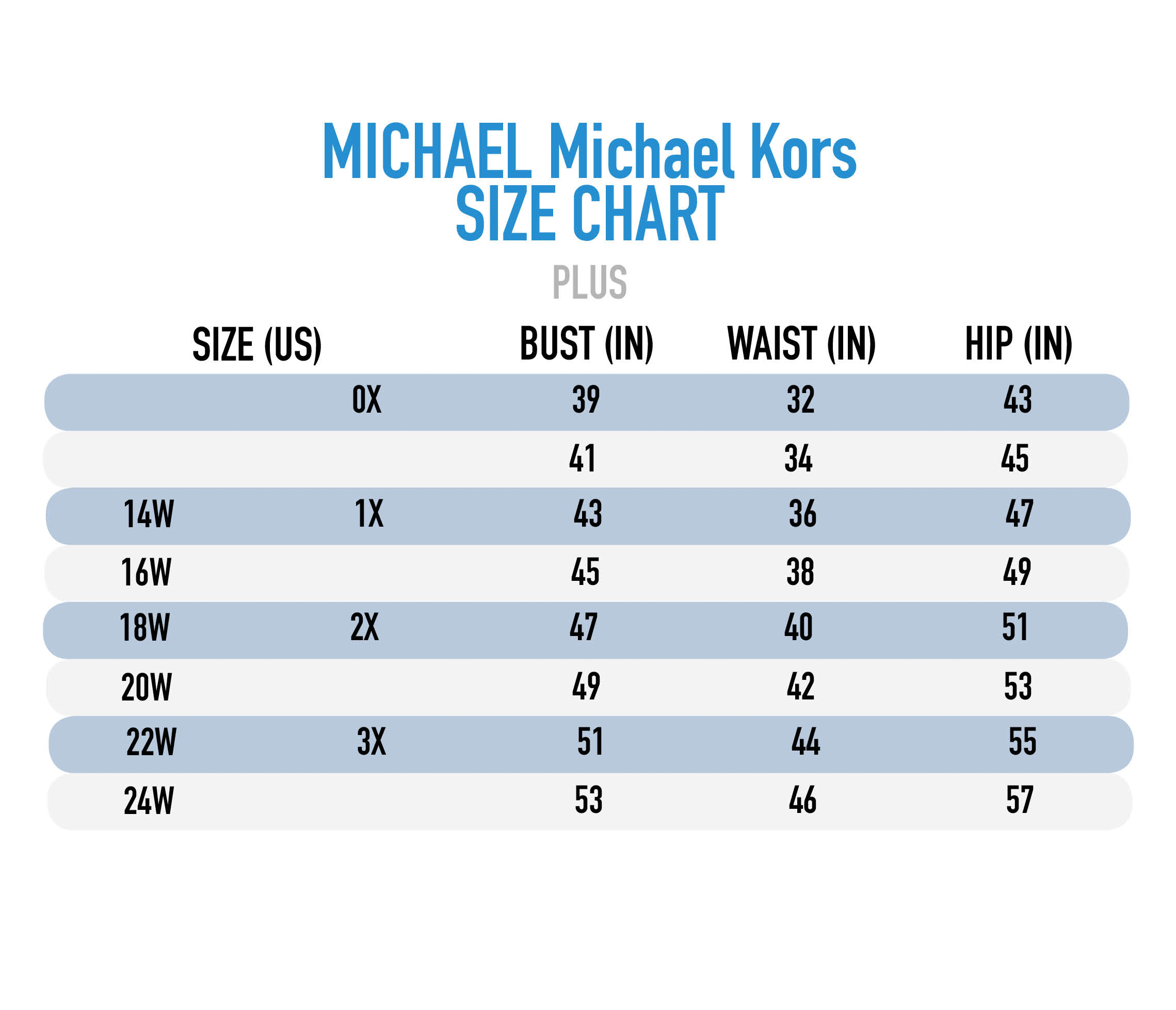 michael kors dress size chart