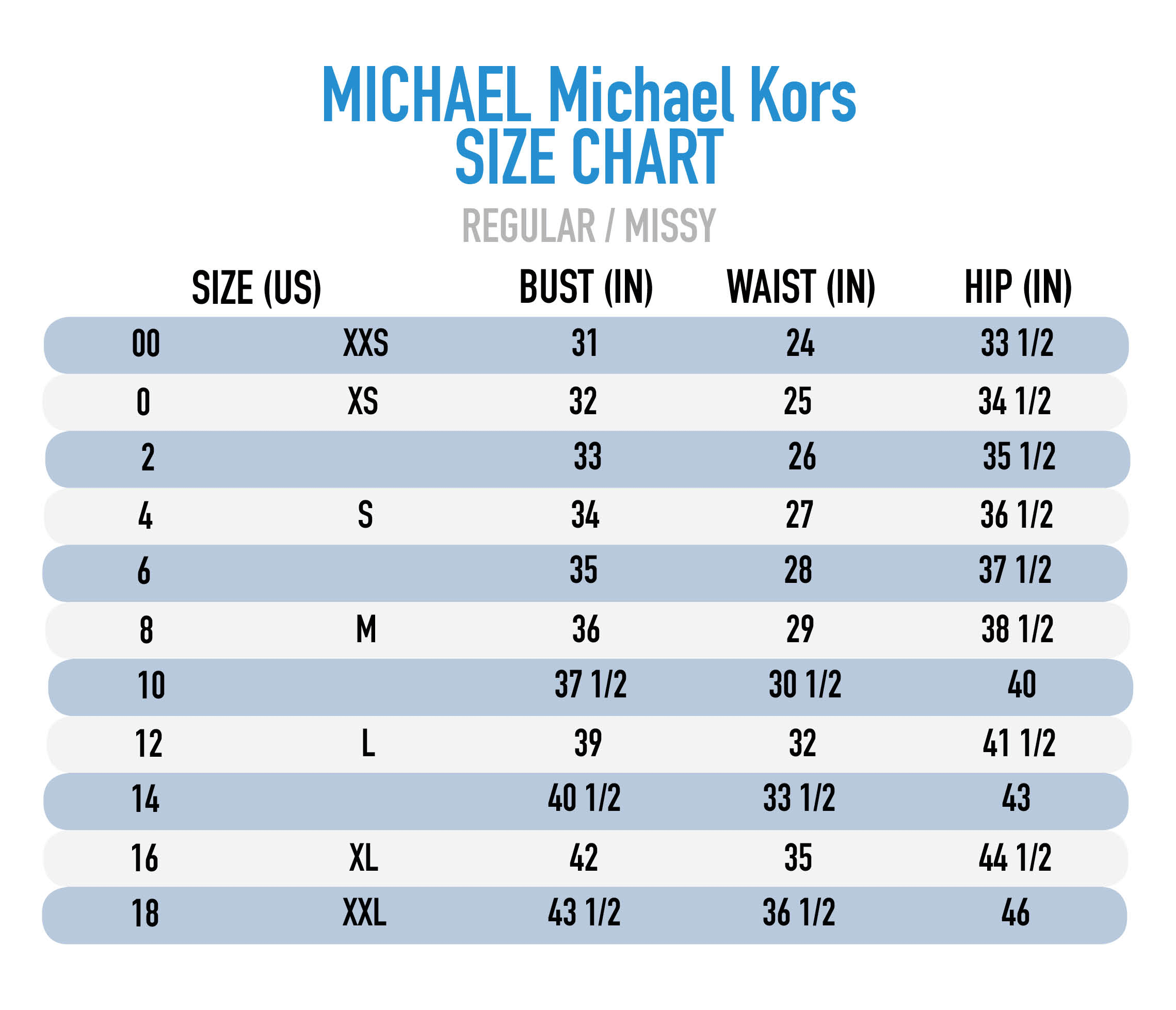 Michael Kors Plus Size Chart