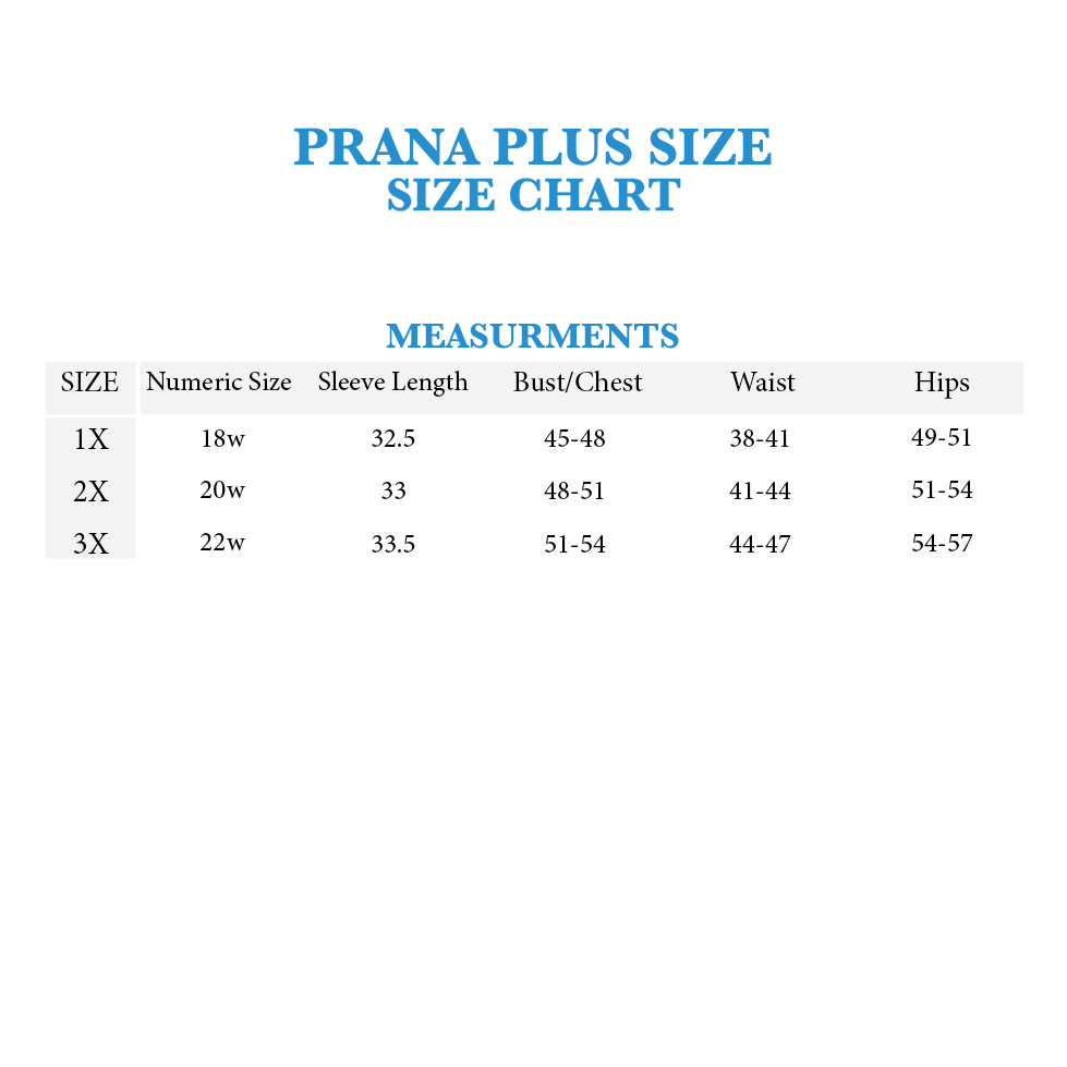 Prana Size Chart