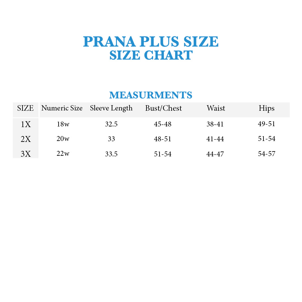 Prana Pants Size Chart