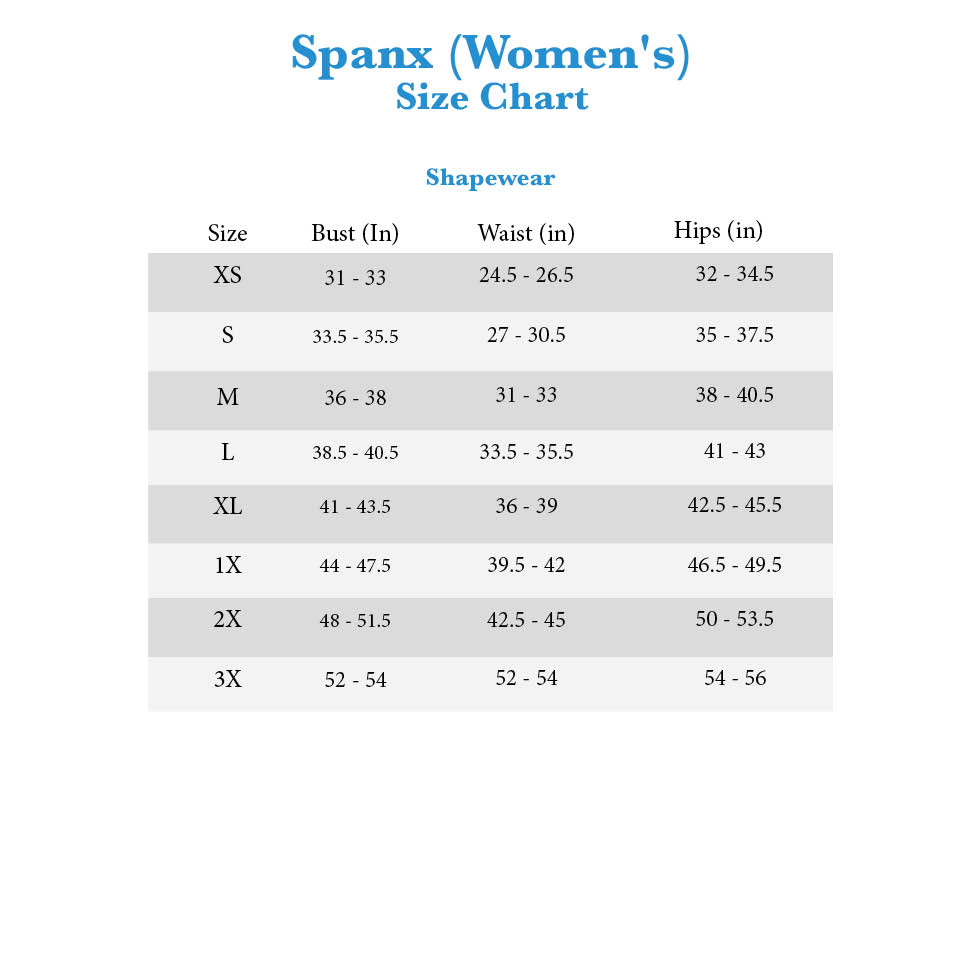 Spanx Higher Power Size Chart