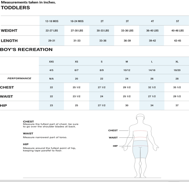 Speedo Girls Size Chart