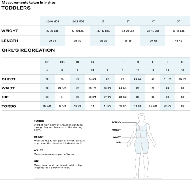 Speedo Girl Swimsuit Size Chart