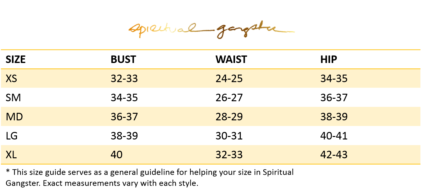 Spiritual Gangster Size Chart