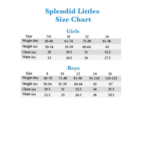 Splendid Littles Size Chart