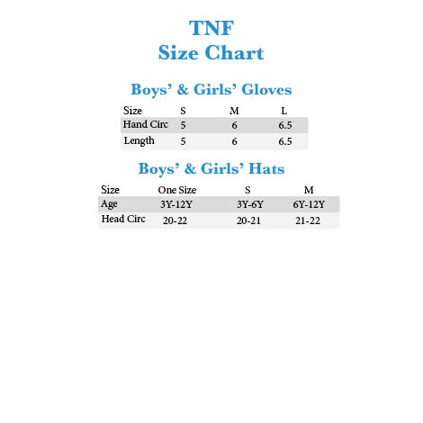 north face infant size chart