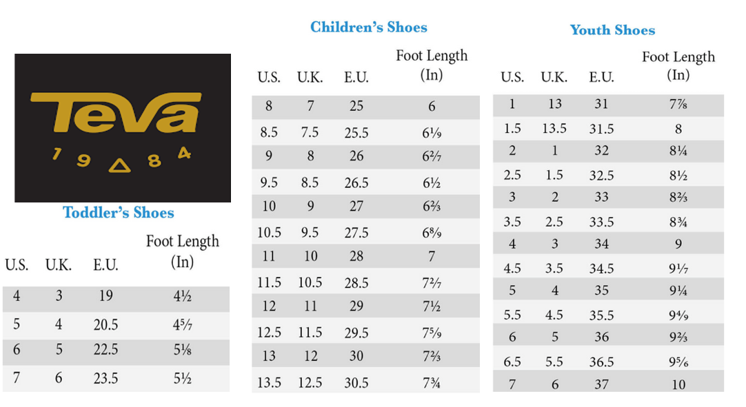 Chaco Size Chart