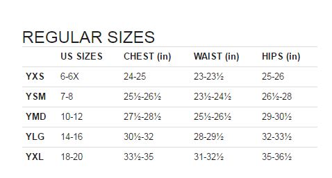 under armour youth medium size chart