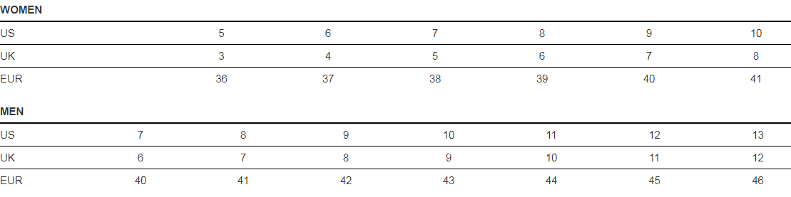 Veja Shoes Size Chart