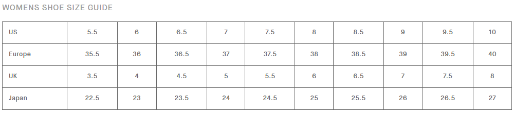 Stafford Size Chart