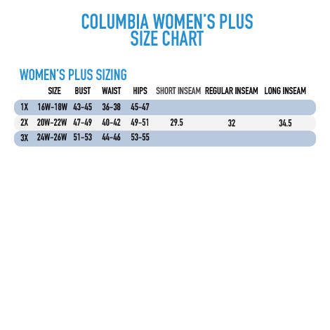 Columbia Womens Jacket Size Chart