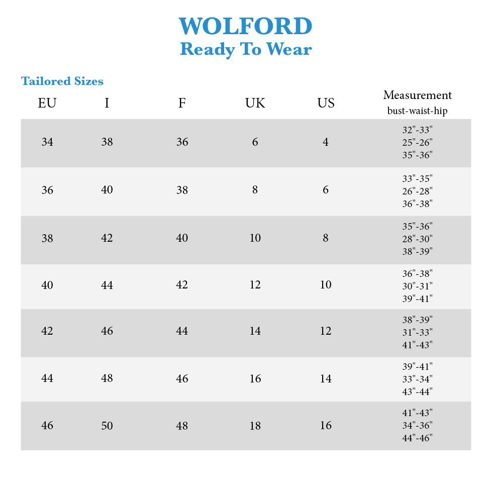 Wolford Bra Size Chart