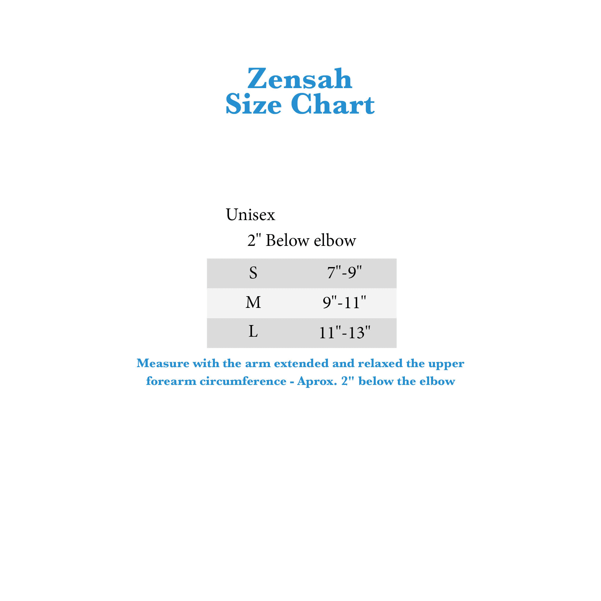 Zensah Size Chart