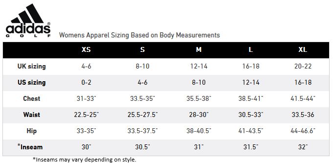 adidas size chart shorts