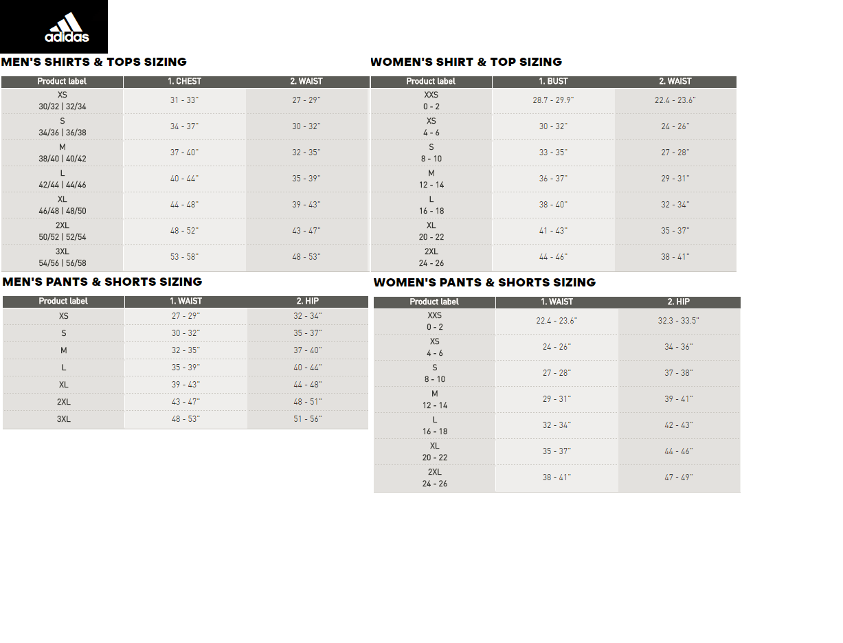 adidas jogging pants size chart