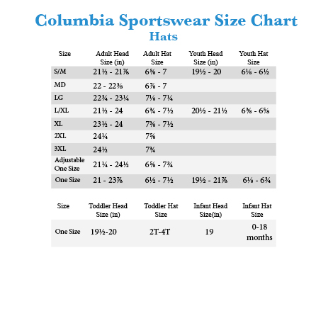 Girls Columbia Size Chart