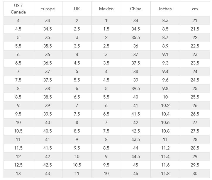 Corral Boots Size Chart