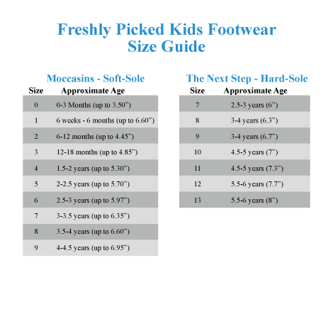 Footmates Size Chart