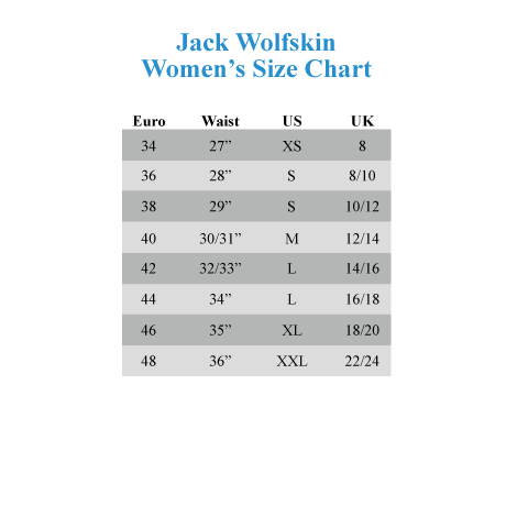 Jack Wolfskin Size Chart