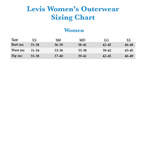 levis jacket size chart