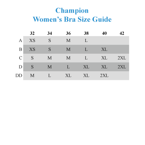 Champion Sports Bra Size Chart