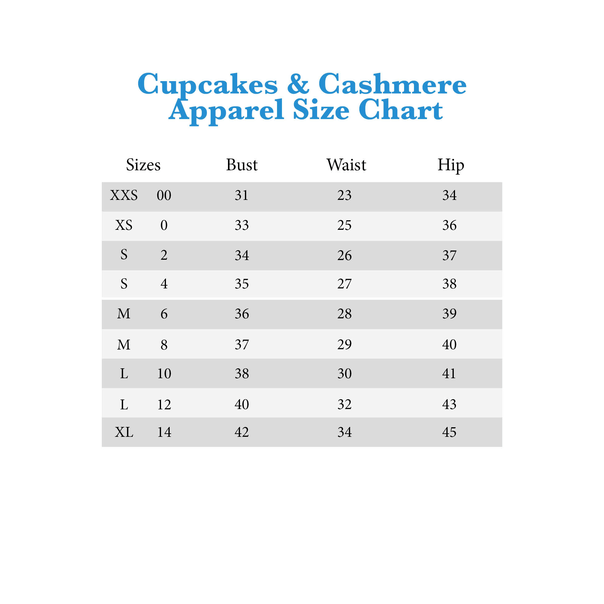 Johnny Cupcakes Size Chart
