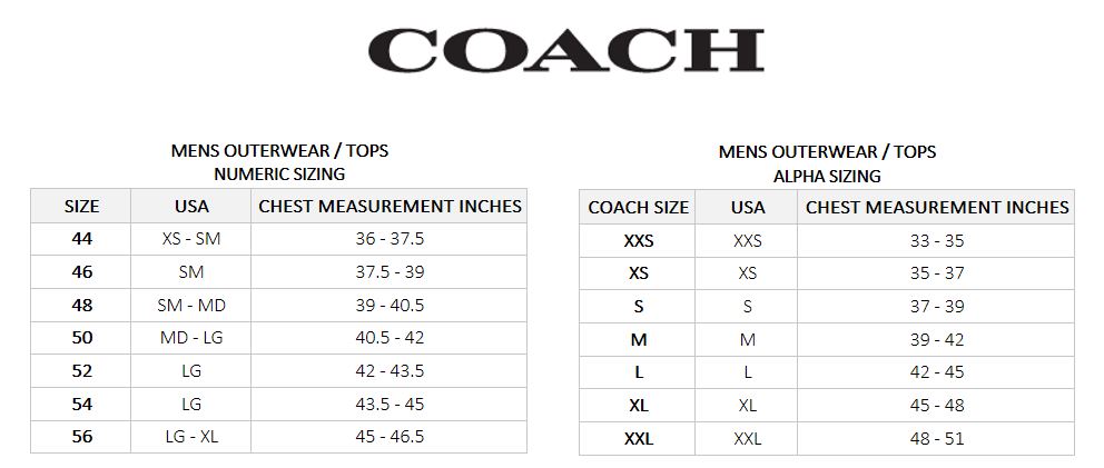 Coach Handbag Size Chart