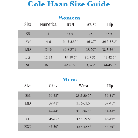 Cole Haan Plus Size Chart