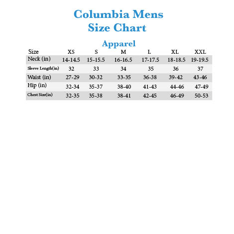 Columbia Xs Size Chart
