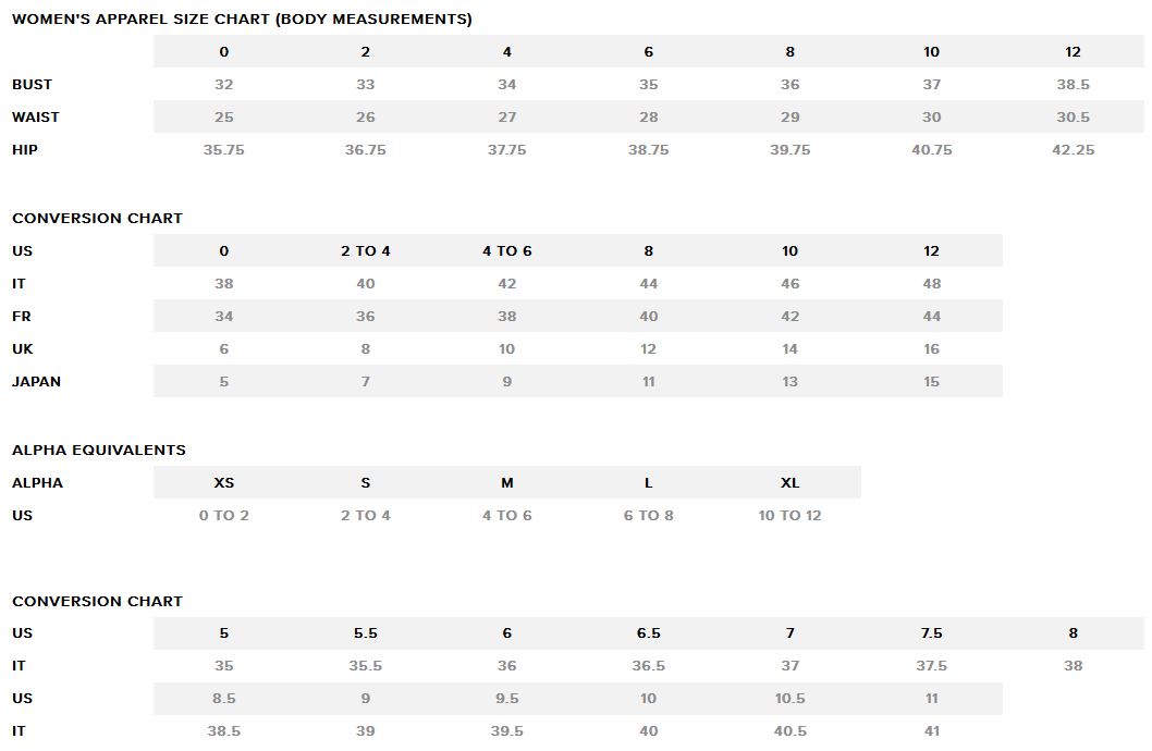 Cushnie Et Ochs Size Chart