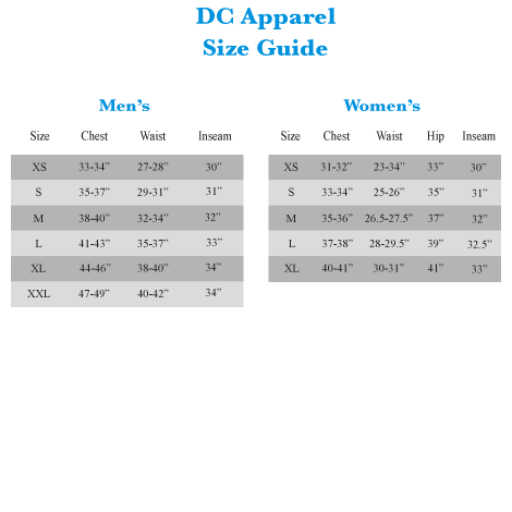 Dc Pants Size Chart