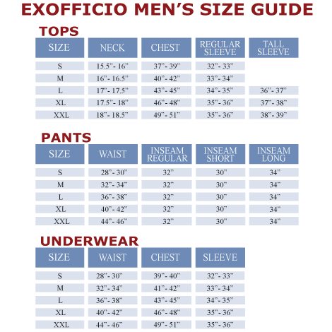 Pfg Shorts Size Chart