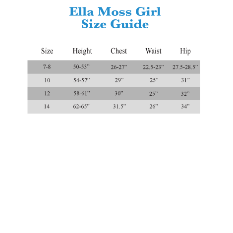 Ella Moss Swim Size Chart