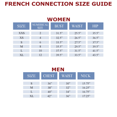 French Connection Size Chart Women
