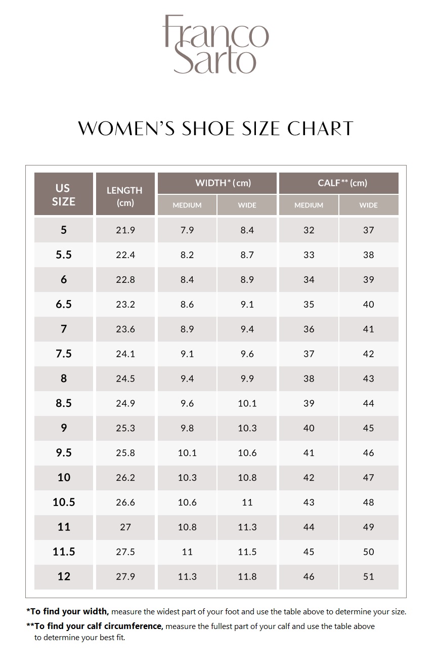 Franco Sarto Size Chart