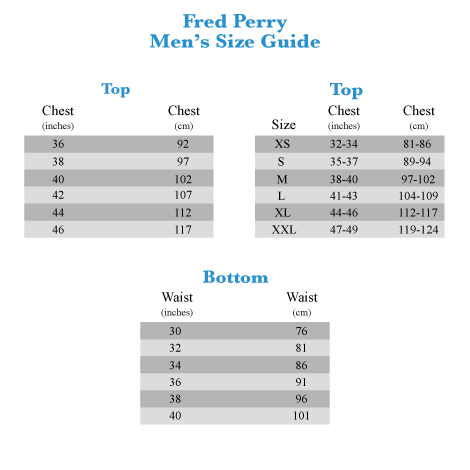 Perry Ellis Size Chart