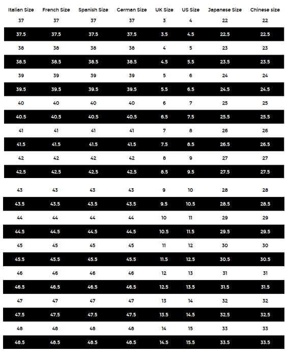 Emporio Armani Size Chart