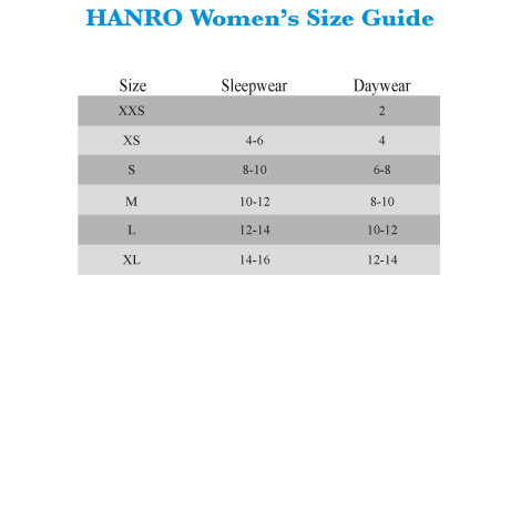 Hanro Size Chart