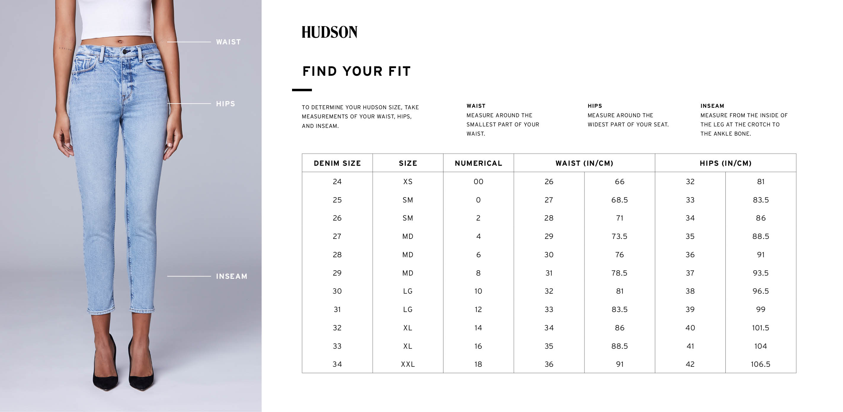 hudson jeans sizing