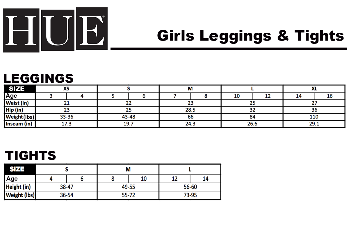 Hue Tights Size Chart