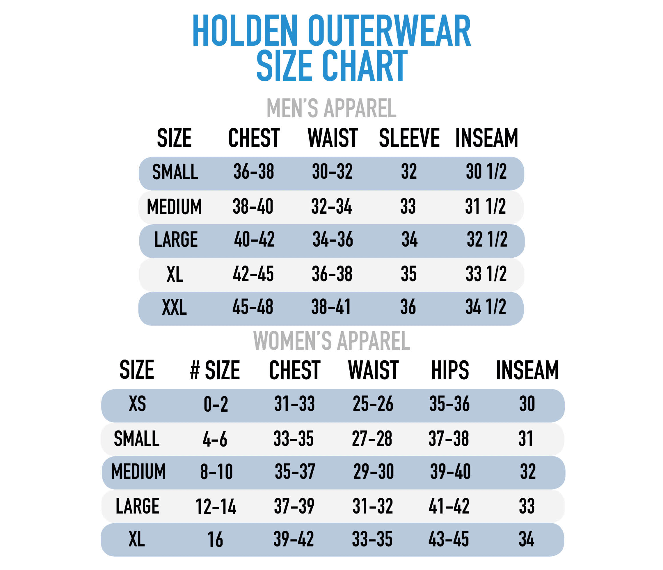 Harper Rose Size Chart