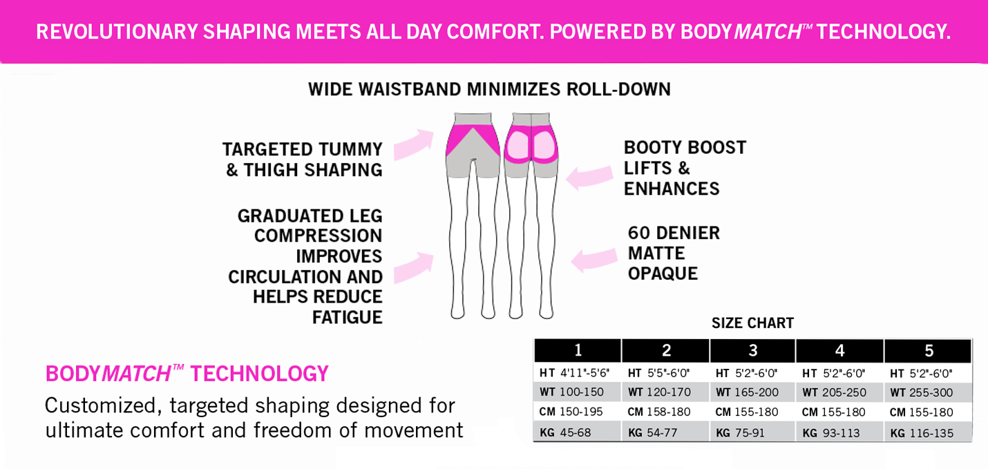 Hue Hosiery Size Chart