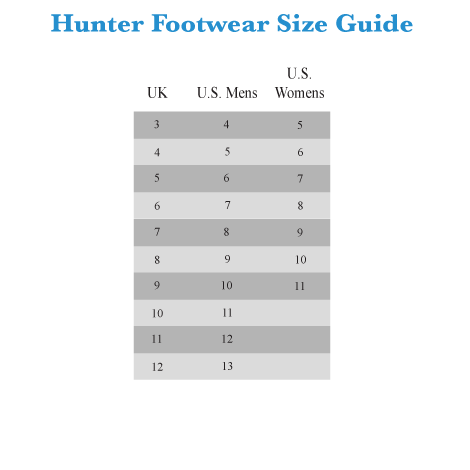 Hunter Shoe Size Chart