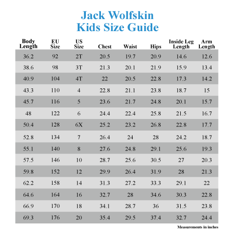 Cat Jack Size Chart