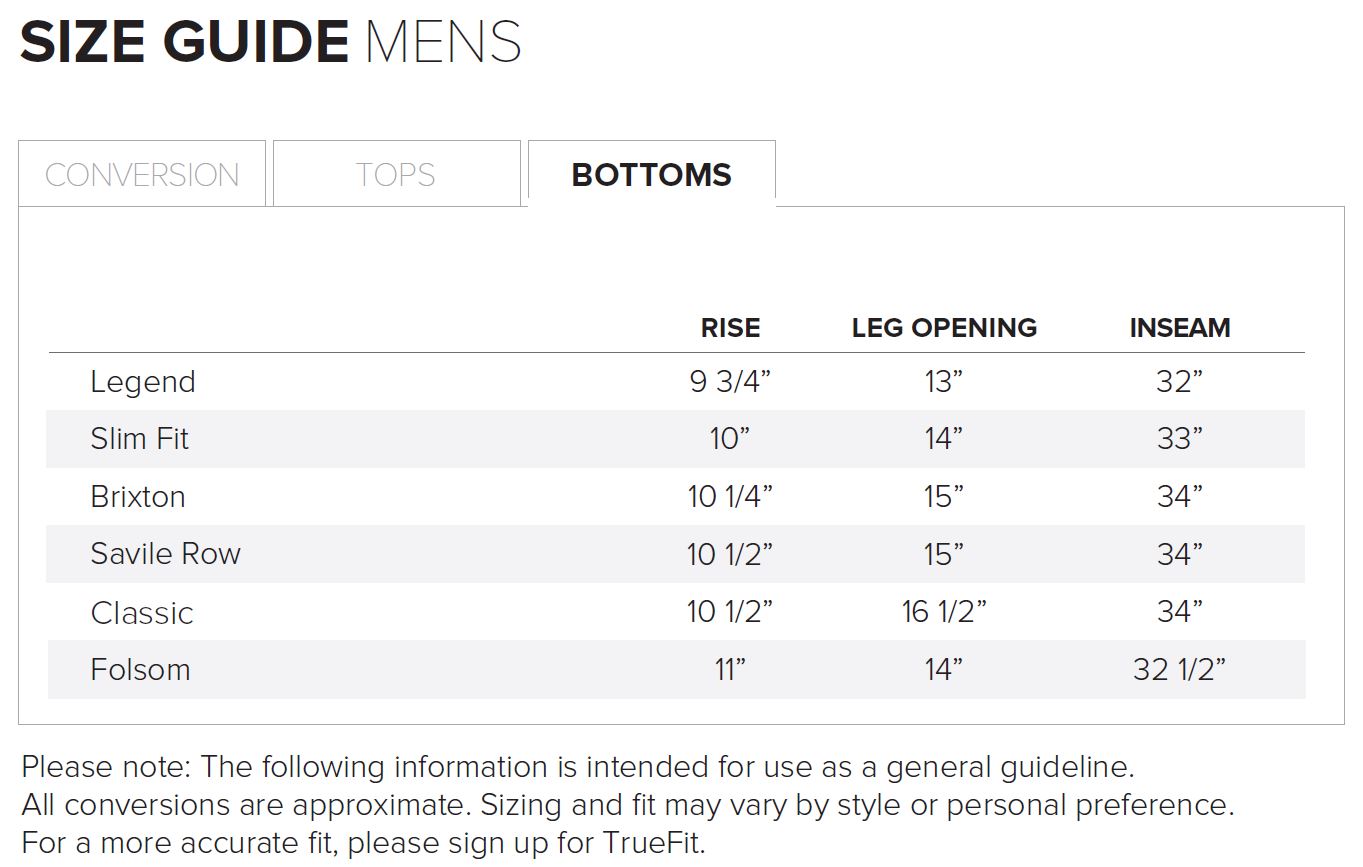 Adriano Goldschmied Jeans Size Chart